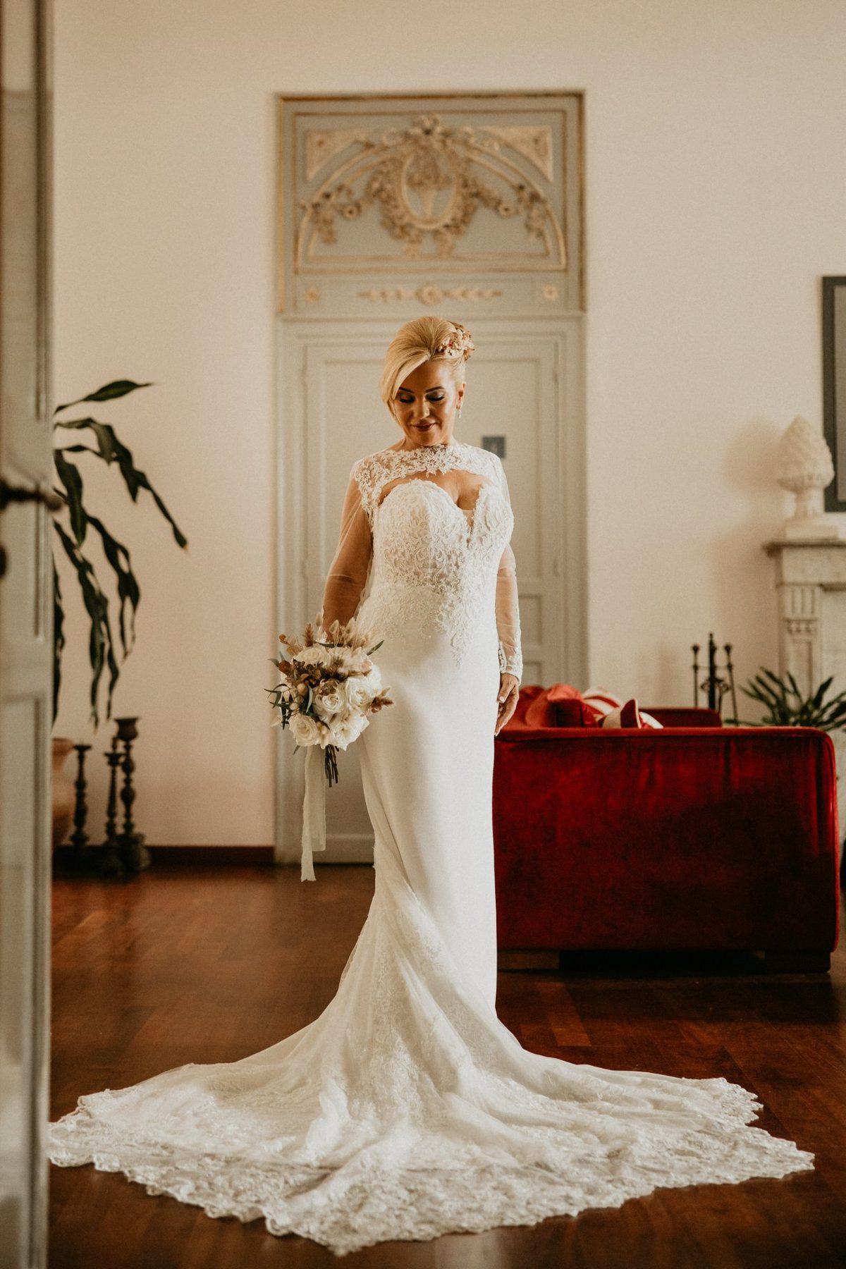 Retrato de la novia con su ramo